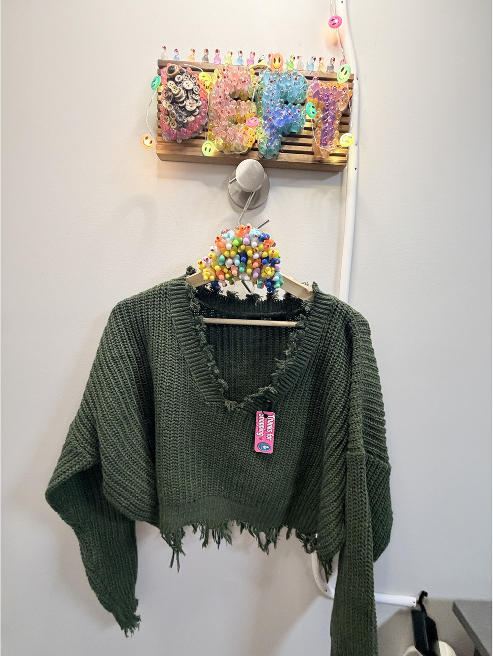 DeftDuck find Olive Green Distressed Knit Sweater